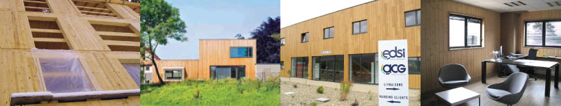 Photo de réalisations et constructions de bâtiments en mur paroi bois massif procédé Tot'm MHM